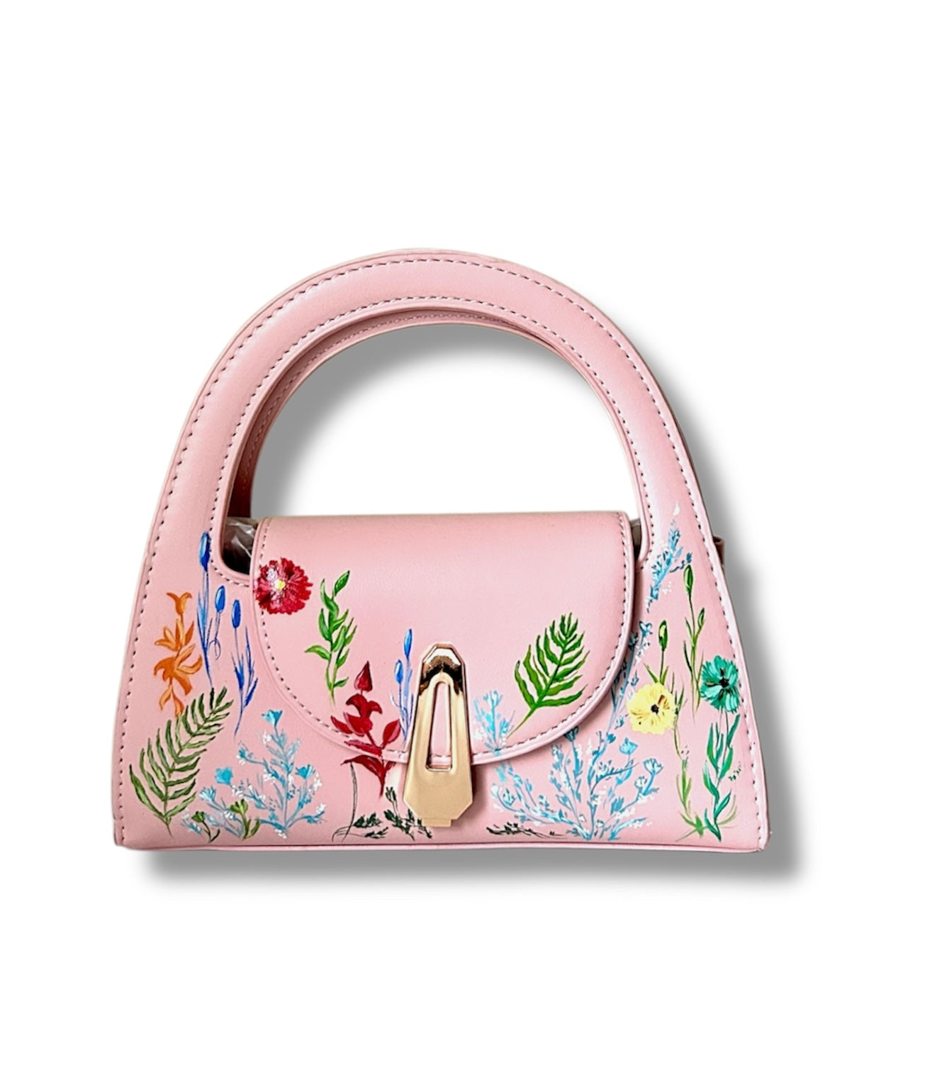 Spring garden on leather handbag