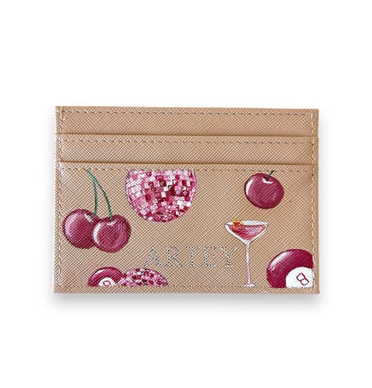 80’s cherry simple peach cardholder 4 cards