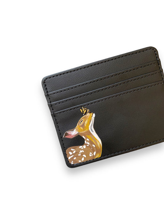 Deer with butterfly simple black cardholder